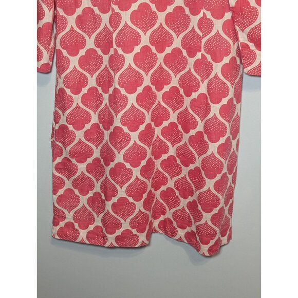 Boden Womens Pink & White Linen Tunic Dress Moroccan Print Size 14 Long - Picture 12 of 13